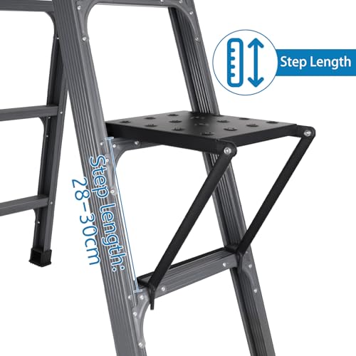 DBREAKS Plateforme de Travail Plate-Forme Escalier 150kg Acier Allié Noir – vue 7