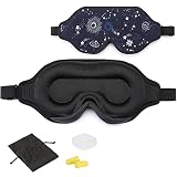 Hautton Sleep Eye Mask for Women Men, Upgraded 3D Light Blocking Contoured Cup Sleeping Mask with Ad