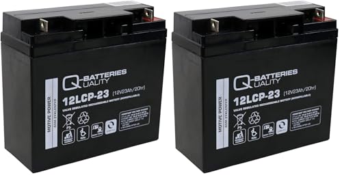 Q-Batteries 12LCP-23 / 12V - 23Ah Blei Akku Zyklentyp AGM - Deep Cycle VRLA - Anschluss F3 (Packung mit 2)