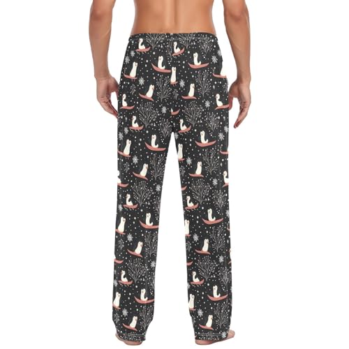 Mens Pajama Pants Cute Penguin Sledding Pajama Bottoms Lightweight Basics Sleep Pj Lounge Pant4