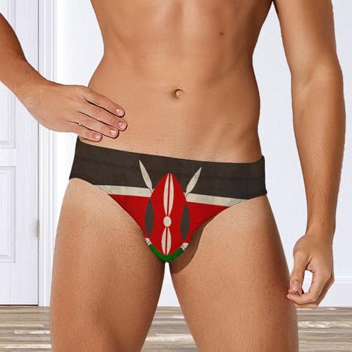 Vintage Kenya Flag Men's Swim Briefs Low Waist Bikini Swimsuit Underwear Beach Swimwear4