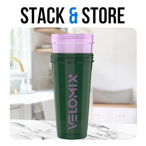 Image of VELOMIX -2 Pack- 28 oz Protein Shaker Bottles for Protein Mixes - 2x Wire Whisk | Leak Proof Shaker Cups for Protein Shakes and Pre Workout | Protein Shaker Bottle Pack (B3) Flower Set
