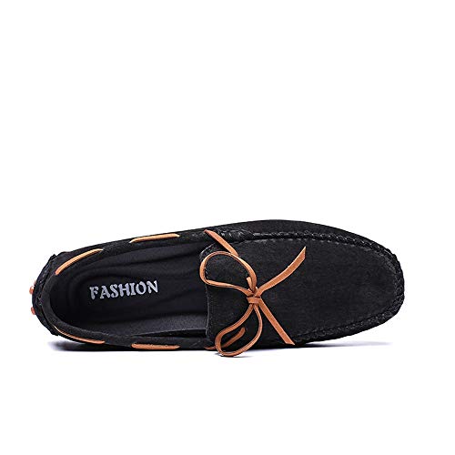Men's Fashion Driving Loafers Casual Comfort Massage Shock Absorption Personality Lacing Boat Moccasins(Black,10 M US)3