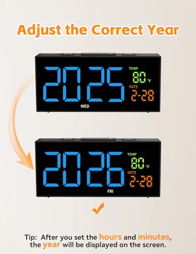 Image of Alarm Clocks Bedside, Loud Alarm Clock with Temperature and Date, 10 Alarm Tones, 4 Volumes, Dual Alarm, Snooze, 5 Dimmer, Manual DST, USB Charger, Calendar Clock for Bedroom Living Room Elderly