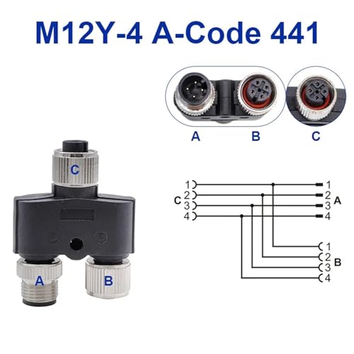 Conector M12 en Y de 4 pines para instalar sistemas de iluminación automatizada en talleres 2