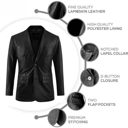 Khokhar Leather Men’s Classic Blazer – 100% Real Lambskin Sport Coat Jacket for Business, Wedding and Party Formal Dress Suit2