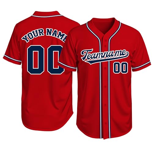 Image of Custom Baseball Jersey Personalized Stitched or Printed Name Number Baseball Shirt Sports Uniform Gifts for Men Women Youth