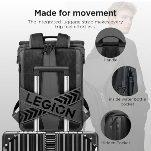 Image of Lenovo Legion GB900 Backpack (up to 16 inches, Designed for Gaming, Armored, PU, Water Resistant, Anti-Shock Corners EUDE-Foam, Tablet Compartment, Capacity 20 Litres) Black