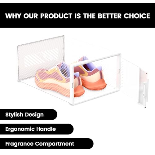 Unique Impression 16 Pack Shoe Storage Box - Clear Stackable Boxes - Plastic Trainer Storage Boxes - Transparent Shoe Display Containers - Fits Up To UK 9.5 size men’s - Image 3