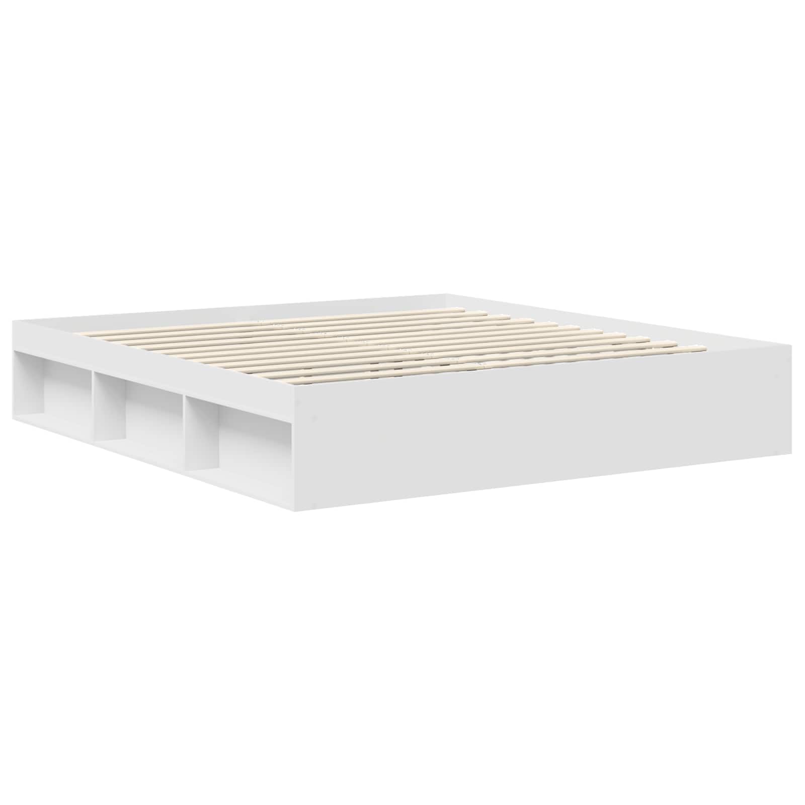 Bettgestell mit Kopfteil Weiß 180x200 cm Massives Kiefernholz Bettrahmen mit Lattenrost