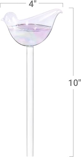 Miniatura 6 de Mkono figura de pájaro de vidrio soplado pequeña, de riego, para colocar agua adentro y regar las plantas., Transparente