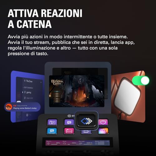 Stream Deck +, mixer audio, produzione live e controller da studio, per content creator, streaming, gaming, con striscia tattile personalizzabile, manopole e tasti LCD, compatibile con Mac e PC - Webcam - Immagine 4