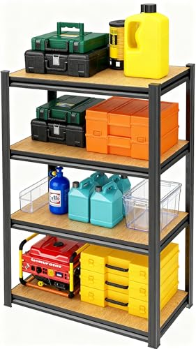 46.7"H Garage Shelving-4 Tier Garage Storage Shelves,Adjustable Heavy Duty Wooden