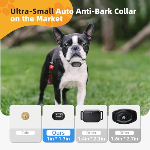 2025 Ultra-Small Bark Collar with Optional Shock, Vibration & Sound, Bark Record for Small Dogs 5-15lbs, Only 1 * 1.7in & 0.8oz, Rechargeable, IPX7 Waterproof, 5 Sensitivity Levels(White)