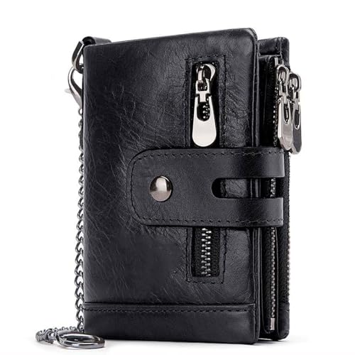 men's wallet Cowhide Leather Men Wallet Coin Purse Card Holder Chain Male Walet Pocket Chain