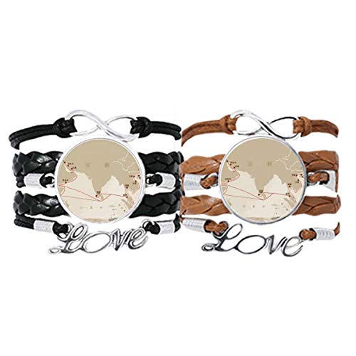 Bracelet route de la soie cuir fini les bijoux de couple fragiles et ternes