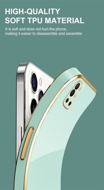 Image of for OnePlus 9R Luxury Square Plating Phone Case Solid Color Soft Silicone Back Cover (for OnePlus 9R, Mint Green)