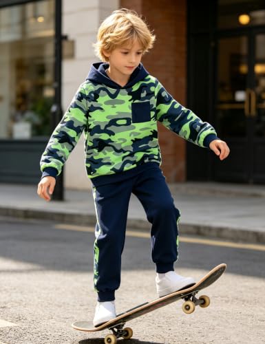 Image of Boys Clothes Fall Winter Outfits Camouflage Long Sleeve Hoodie and Pants 2PC Kids Clothes Boys for 5-14 Years