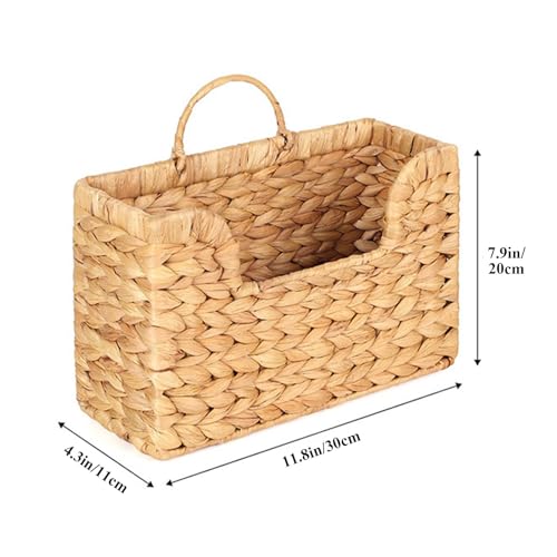 Cesta de pared tejida de jacinto de agua con asa decorativa para correo 7