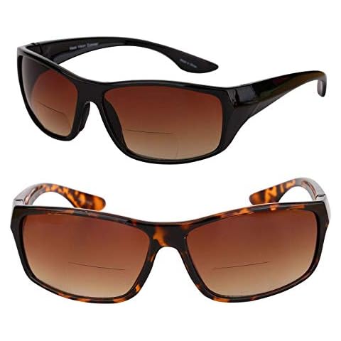 Mass Vision 'The Driver' 2 Pair of Unisex Bifocal Sunglasses Featuring High Definition Amber Lenses (Black/Tortoise, 1.5, x) Cover