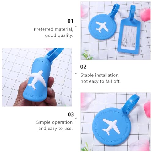 TEHAUX Étiquettes à Bagages Porte-carte D'identité en Silicone Bleu Lot de 2 Motifs D'avions et Localiser Facilement Vos Bagages pour Valises et Sac à Dos, Voyage et Localiser Facilement Vos Bagages – vue 5