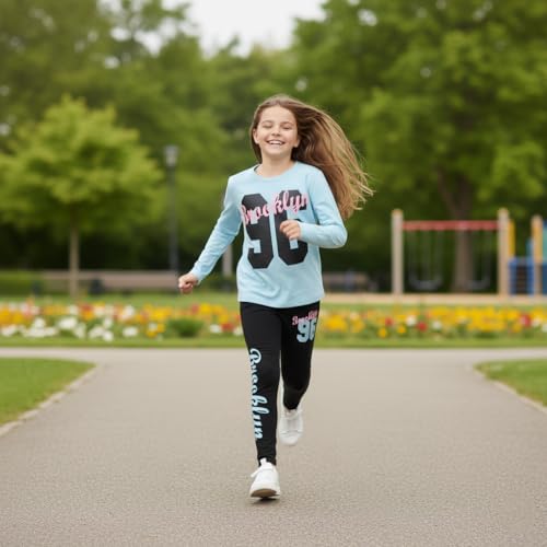Conjunto de camiseta Brooklyn con estampado gráfico y leggings elásticos de moda 3