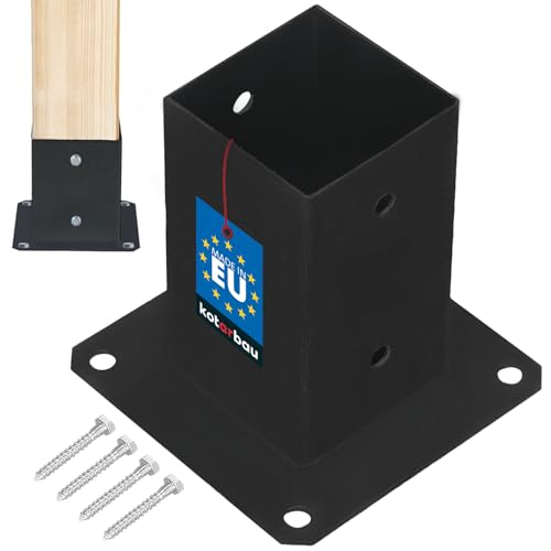KOTARBAU - Post Support for Square Wooden Posts, Screw-In Sleeve - 80 x 80 mm - Ground Anchor - Hot-Dip Galvanized - Powder Coated