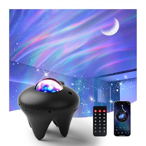 Galaxy Moon Projector, Star Night Light Projector with Bluetooth Connection for Music and Timer and Remote Control for Kids Adults Bedroom Party Bar Decoration (Black)