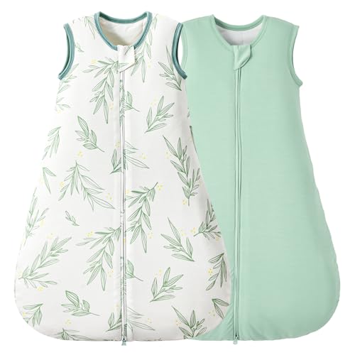 Image of Duomiaomiao 2 Pack Baby Sleep Sack 95% Rayon Made from Bamboo, 5% Spandex, 2.5 TOG Baby Wearable Blanket 0-6 Months, Premium Soft Winter Toddler Sleep Sack, 2-Way Zipper Sleeping Bag for Unisex Babies