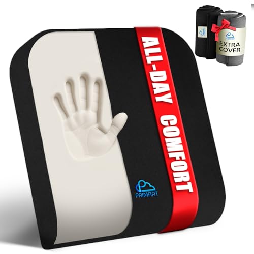 Memory Foam Seat Cushion, Ergonomic Office Chair Cushion for Back, Coccyx, Sciatica & Tailbone Pain Relief and Pressure Relief – Ideal for Car Seat, Wheelchair, Stadium & Recliner, Extra Cover (Gray)