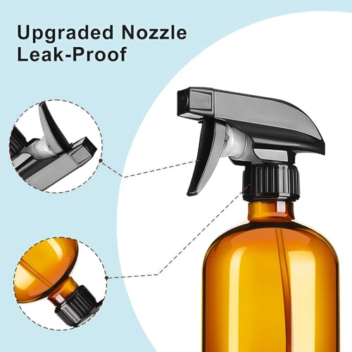 Miniatura 4 de Botella Vacía De Vidrio Ámbar Gran Capacidad De 250 Ml, Contenedor Recargable Duradero, Pulverizador De Niebla De Gatillo Negro, Ideal Para Aceites Esenciales, Productos De Limpieza Caseros,