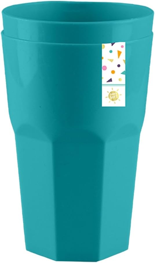 Gem ImportsTurquoise Blue Plastic Reusable Tumbler Cups 400ml - Pack of 2