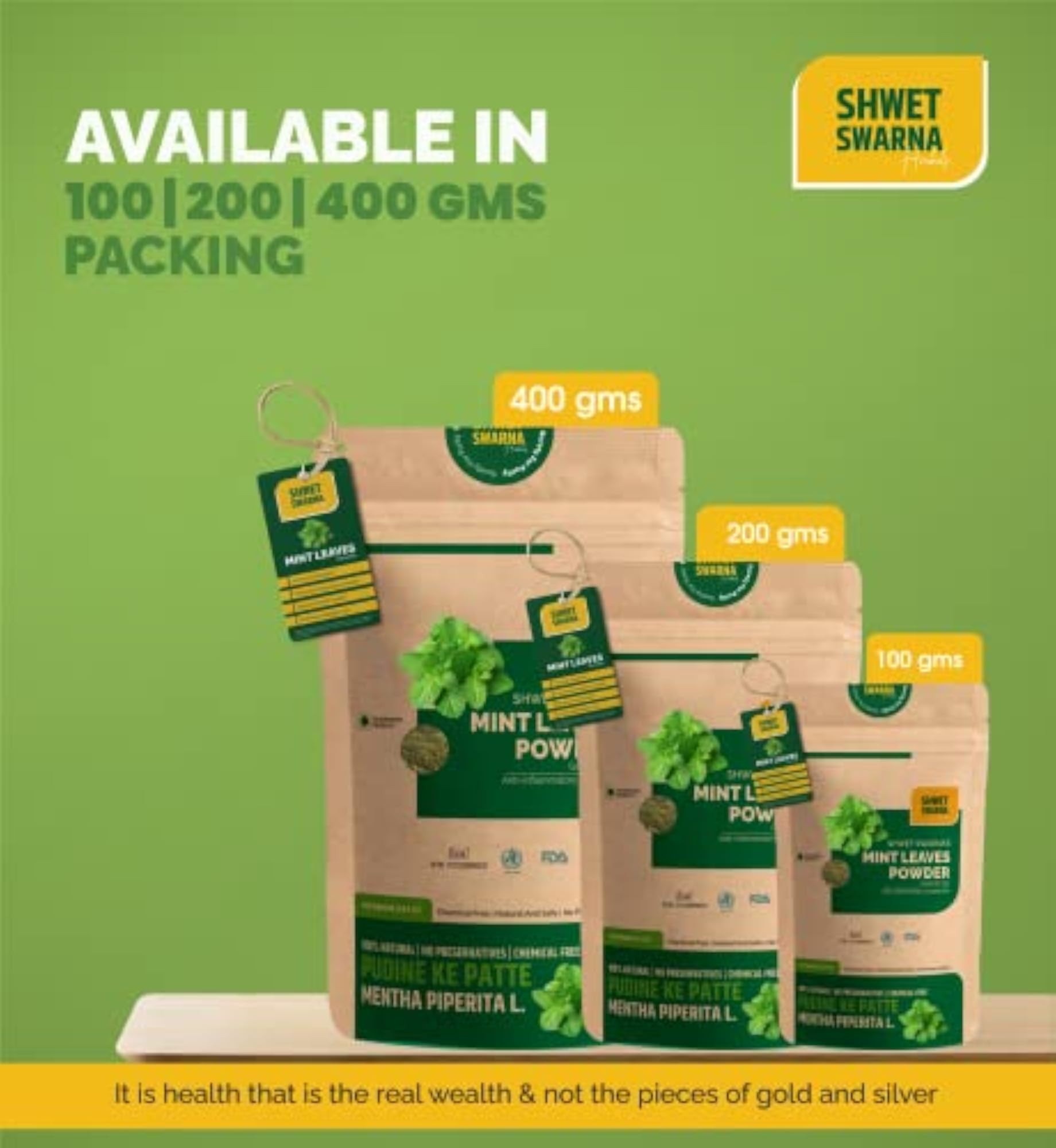 Mint Leaves Powder, Herbal Supplement, 100g