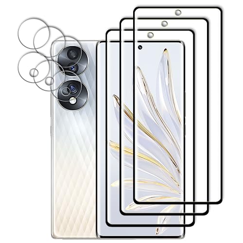 Tzstz 3-Pack Tempered Glass Screen Protector for Honor 70 5G, 3D Curved Full Protection, Easy Installation, Hydrophobic Oleophobic Coating