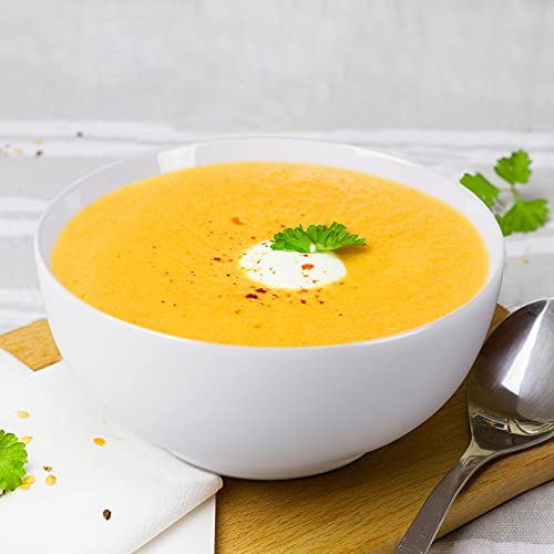 23 Ounce Porcelain Bowls Set 6 Pack Premium White Ceramic Bowls For Cereal, Soup, Salad, Pasta, Prep, Rice, Ice Cream, Microwave & Dishwasher Safe #TOP4