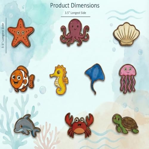 Image of ImagiVibe Paint Your Own 9 Sea Creatures Fridge Magnet DIY Kit for Kids | Ocean Theme MDF Painting Craft Set | Creative Art & Craft Activity | Made in India (Sea Creatures)