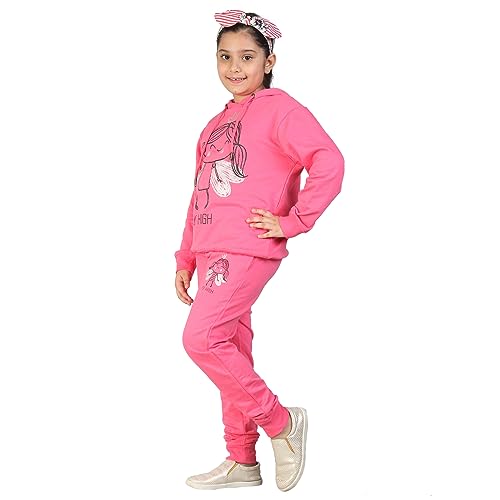 Image of LABEL MY Girls Cotton Loop Knit Full-Sleeve Printed Hoodie Sweatshirt & Joggers Tracksuit | Comfortable and Stylish Coord Set for Kids & Teens| 5-16 Years