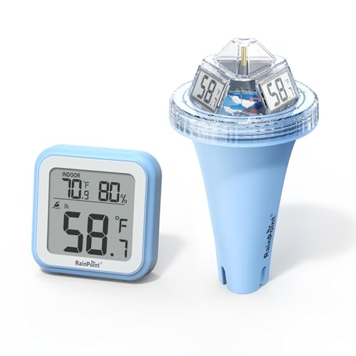 RAINPOINT Anti-Fog 360&deg; Reading 3 Large Letters Displays Wireless Digital Pool Thermometer...