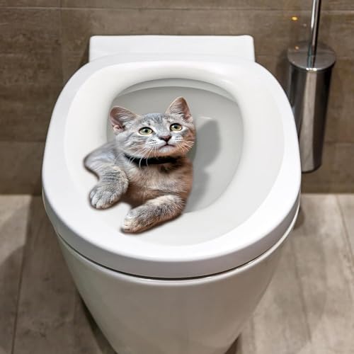 WC-Aufkleber, Katze, wasserdicht, selbstklebend, abnehmbar, WC-Deckelaufkleber, Badezimmer-Dekoration, 30 cm