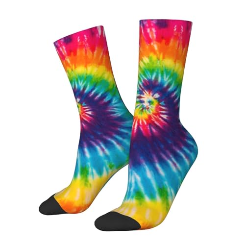 Poream Tie Dye Funny Socks Novelty Crew Socks For Men Women Athletic Sport Casual Socks