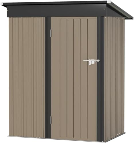 WWI Outdoor Storage Shed 155(L) X 87(W) X 180(H) cm 1900L Lockable Metal Shed Steel Anti-Corrosion Storage House Utility Tool Shed for Backyard Garden (5 * 3 FT)