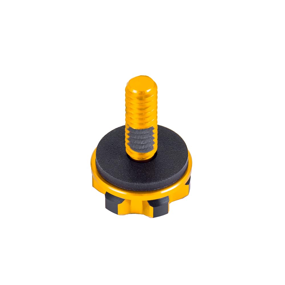 Advanblack Axion CNC Machined Knurled Seat Bolt Kit Billet 6061 Aluminum Seat Bolt Tab Screw Mount Knob Cover Compatible with Street Glide Road King Electra Dyna Softail 1997-2025 (Black and Gold)