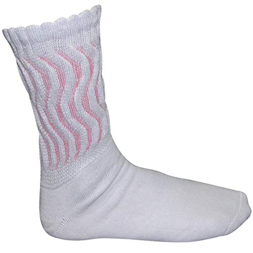 Meia Puket Adulta Feminina Esportiva Aeróbica - Branca e Rosa