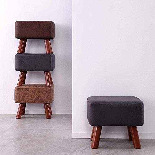 Repose-Pieds Ottoman en Cuir Rembourré avec Pieds en Bois - 4