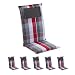 Produktbild Homeoutfit24 Donau Polsterauflage, Made in Europe, Sesselauflage, Gartenstuhl-Auflage, Hochlehner, Polyester, 50 x 120 x 6 cm, Oeko-TEX® Standard 100, UV-beständig, 6-Stück, Rot kariert