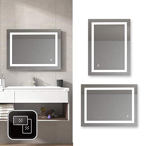 Meykoe 1000x700mm Illuminated LED Bathroom Mirror Anti-Fog LED Mirrors with Lights + Touch Switch Control + Demister