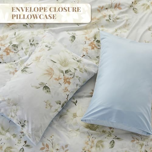 Qucover Floral Double Duvet Cover 200x200 cm, Elegant Rustic Style Double Bedding Set, Microfiber Blue Double Bed Bedding Sets with 2 Pillowcases 50x75 cm, Metal Zipper and Corner Ties - Cosy Home Interiors Qucover Floral Double Duvet Cover 200x200 cm, Elegant Rustic Style Double Bedding Set, Microfiber Blue Double Bed Bedding Sets with 2 Pillowcases 50x75 cm, Metal Zipper and Corner Ties - Image 5
