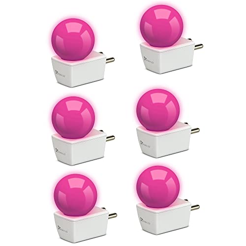 Syska Avastar Nlp 0.5W B22 Base Plug & Play Led Bulb For Night Lamp, Hall, Blacony, Decoration (Pack Of 6) (Pink Color)