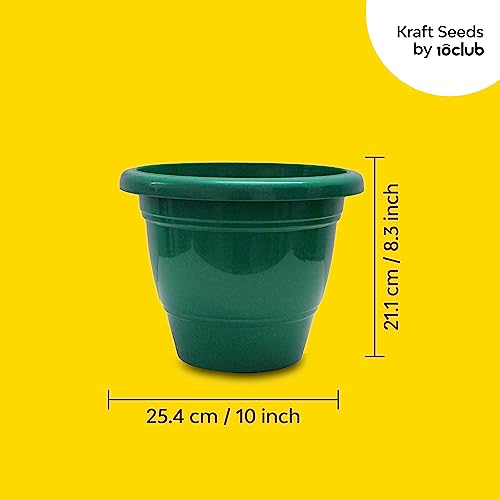Kraft Seeds by 10CLUB Plastic Flower Pots - 4 Pcs (12 Inch, Multicolor) | Flower Pots for Home Balcony and Terrace Gardens | Durable Planting Pots for Home Plants | UV Treated Planters