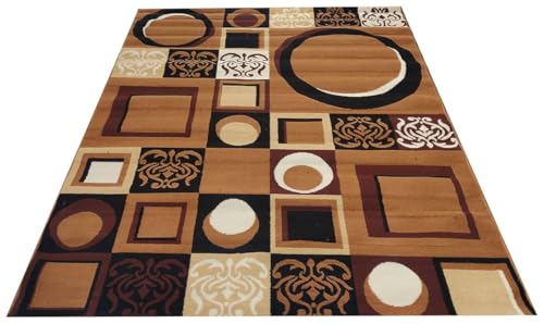Image of Floral Design Acrylic Polyester Carpet for Living Room 8x11 Feet Color Gold and Black(240x330Cm), Large Rectangle